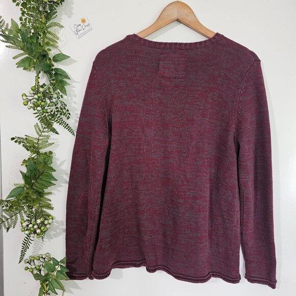 Natural Reflections Womens‎ L Burgundy Knit Sweater V Neck with Buttons《874》J - Picture 2 of 6